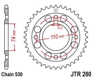 JT Zębatka tylna stalowa [33 zębów] HONDA CB 500 T 75-77