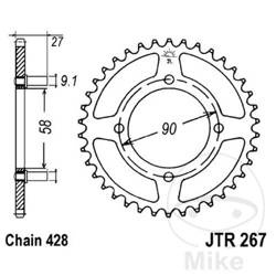 Zębatka tylna stalowa JT JTR267.39 ilość zębów 39Z