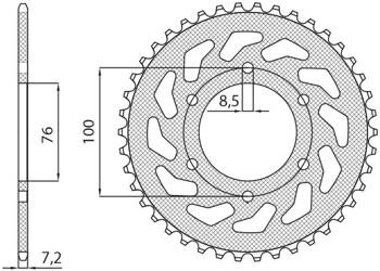 SUNSTAR Zębatka tylna stalowa YAMAHA YZF 125R 08-15  [48]