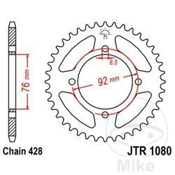 Zębatka tylna stalowa JT JTR1080.39 ilość zębów 39Z
