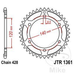 Zębatka tylna stalowa JT JTR1361.50 ilość zębów 50Z