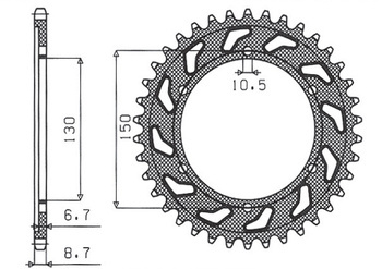 SUNSTAR Zębatka tylna stalowa YAMAHA FZS 600 FAZER 96-03 [48]