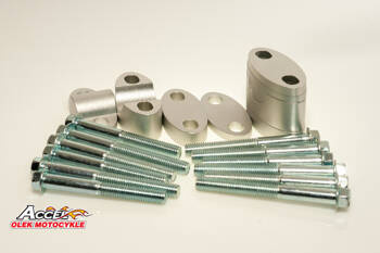 Accel Srebrne Mocowanie / Podwyżki Kierownicy [Dół 22.2 / Góra 22.2mm] / Plasterki [18+5+10+6mm]