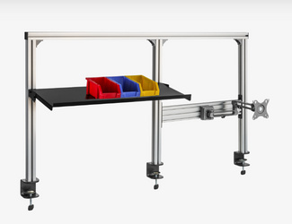 BIKETEC OM Solidna Ściana z Aluminium na Stół Warsztatowy z Ramieniem na Monitor