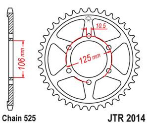 JT Zębatka tylna stalowa [47 zębów] TRIUMPH 675 06-17 kolor czarny