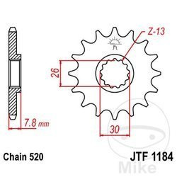 Zębatka przednia JT JTF1184.18 (18Z)