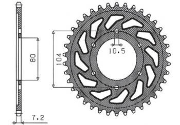 SUNSTAR Zębatka tylna stalowa KAWASAKI ZX 6 R 98-02 / Z 1000 07-09 / ZX10R 04-15  [40]