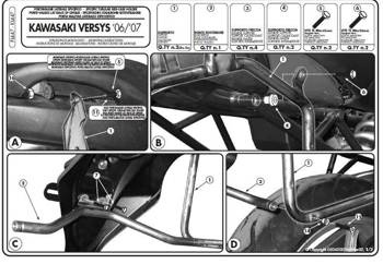 KAPPA STELAŻ KUFRÓW BOCZNYCH MONOKEY KAWASAKI VERSYS 650 (06-09) - RÓWNIEŻ POD KUFRY MONOKEY RETRO-FIT K-VENTURE ALU ORAZ K'MISSION ALU