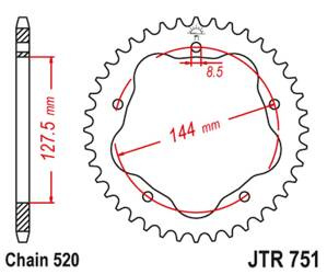 JT Zębatka tylna stalowa [42 zębów] DUCATI 950 HYPERMOTARD 19-20 / 800 MONSTER 05-07 / 748 BIPOSTO 95-03 /