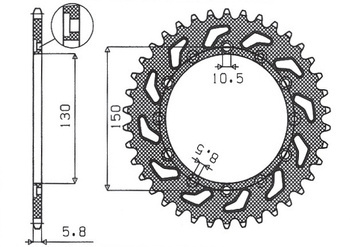 SUNSTAR Zębatka tylna stalowa HONDA NX 650 95-01 / YAMAHA XJ 6 09-15 / YAMAHA WR 250R 08-10 [46]