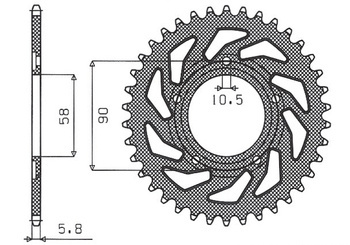 SUNSTAR Zębatka tylna stalowa HONDA NSR 125R 89-02 [38]