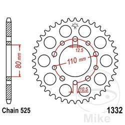 Zębatka tylna stalowa JT JTR1332.42 ilość zębów 42Z