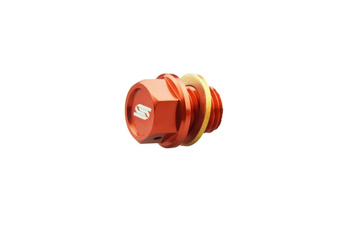 SCAR Korek spustowy oleju z magnesem KTM SX / SXF / EXCF, Husqvarna TC / TX / FE / FX, Gas Gas MC / EC / EX kolor pomarańczowy