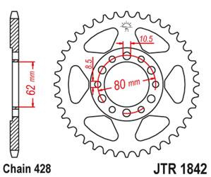 JT Zębatka tylna stalowa [47 zębów] YAMAHA YZ 80 81-83 / DT 125/175 74-77 / TW 125 99-02 / TW 200 89- / XT 350 85-00 84247JT