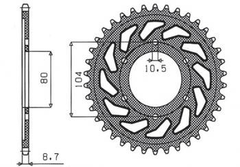 SUNSTAR Zębatka tylna stalowa KAWASAKI KZ 650 SR 77-80 / Z 500B3 81 / Z 400F 8385  [40]