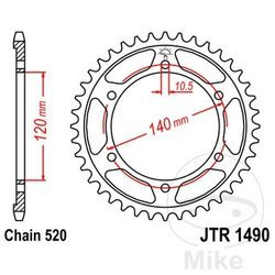 Zębatka tylna stalowa JT JTR1490.42 ilość zębów 42Z