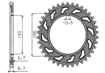 SUNSTAR Zębatka tylna stalowa KAWASAKI GPX 750R / GPZ 750/900/1100 / ZRX/ZZR 1100 [45]