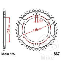 Zębatka tylna stalowa JT JTR867.44 ilość zębów 44Z