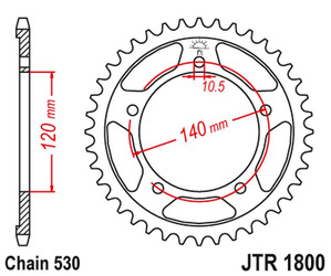 JT Zębatka tylna stalowa [43 zębów] SUZUKI GSF 1250 06-16 / GSXR 1000/1300 kolor czarny