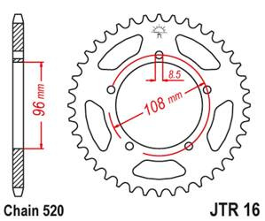 JT Zębatka tylna stalowa [44 zębów] APRILIATUAREG/TUAREG WIND 86-88 / GILERA 125 XR/1 88