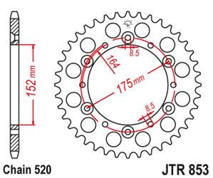 JT Zębatka tylna aluminiowa [43 zębów] YAMAHA YZ/YZF 88-98 kolor czarny