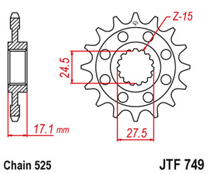 JT Zębatka przednia [16 zębów] DUCATI PANIGALE 1199/1299 12-16 z tłumikiem drgań