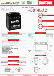 Akumulator BS BB14L-A2 Zamiennik YB14L-A2,YB14L-B2 14AH 210A
