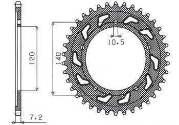 SUNSTAR Zębatka tylna stalowa SUZUKI GSR 600 06-10  [48]