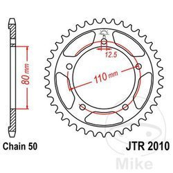 Zębatka tylna stalowa JT JTR2010.44 ilość zębów 44Z