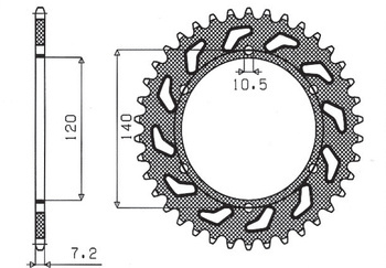 SUNSTAR Zębatka tylna stalowa KAWASAKI ZR 750 ZEPHYR 91-99 / W 650 99-06 [39]
