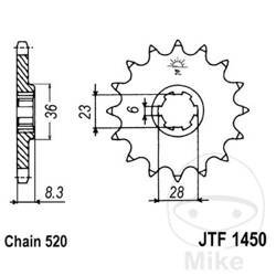 Zębatka przednia JT JTF1450.14 (14Z)