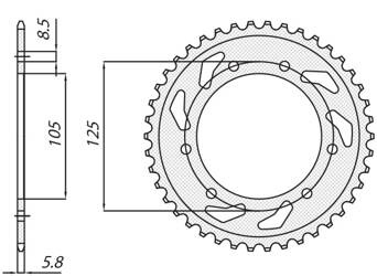 SUNSTAR Zębatka tylna stalowa DERBI SENDA 50R/SM / APRILIA RX 50 / MBK 50  [53]