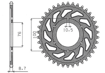 SUNSTAR Zębatka tylna stalowa SUZUKI GSXR1100 / GSXR750 92-95 [45]