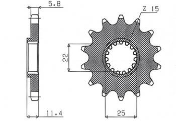 SUNSTAR Zębatka przednia stalowa KTM LC4 400/600/620/640/690 [15]