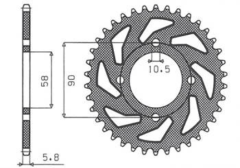 SUNSTAR Zębatka tylna stalowa HONDA XL 125V VARADERO 01-13 [45]