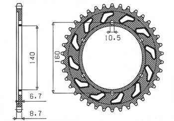 SUNSTAR Zębatka tylna stalowa KAWASAKI GPX 750R / GPZ 750/900/1100 / ZRX/ZZR 1100 [48]