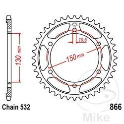Zębatka tylna stalowa JT JTR866.43 ilość zębów 43Z