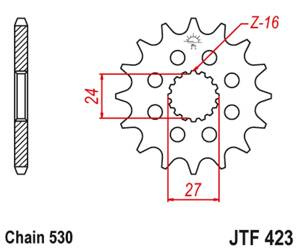 JT Zębatka przednia [17 zębów] SUZUKI GSXR 1000 09-16 / HAYABUSA 08-19 / B-KING 08-12 z tłumikiem drgań