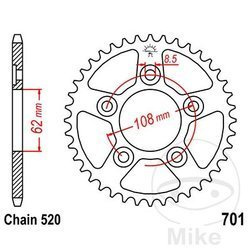 Zębatka tylna stalowa JT JTR701.41 ilość zębów 41Z