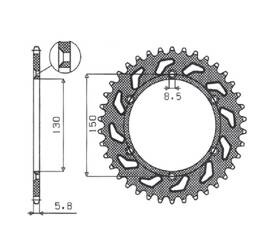 SUNSTAR Zębatka tylna aluminiowa YAMAHA YZ/YZF/WRF 99-18 [48] [czarna]