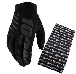 Zestaw Rękawiczki zimowe na cross 100% BRISKER kolor czarny + komin