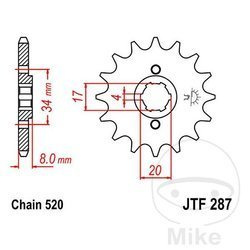 Zębatka przednia JT JTF287.13 (13Z)