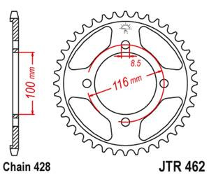 JT Zębatka tylna stalowa [54 zębów] KAWASAKI KX 80 86-99 / KX 85 01-20 / KX 100 86-21