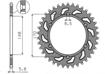 SUNSTAR Zębatka tylna stalowa SUZUKI DR 600 85-89 / DR 650 90-95 [42]