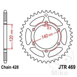 Zębatka tylna stalowa JT JTR469.44 ilość zębów 44Z