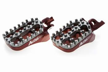 Accel Czerwone Podnóżki Aluminiowe z Regulowaną Szerokością [Honda CRF 250/450R / X '04-'17 / CRF150R '07-'16 / CR125/250 '02-'07]