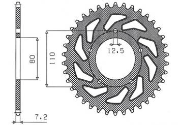 SUNSTAR Zębatka tylna stalowa HONDA CB 500 94-03 / CB 750F 93-03 [40]