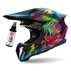 Kask cross Airoh Twist 3 Amazonia czarny,zielony,niebieski / połysk + czyścik do wnętrza