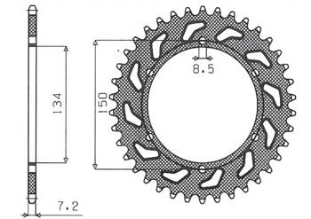 SUNSTAR Zębatka tylna stalowa KAWASAKI KMX 125 86-03  [48]