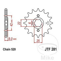 Zębatka przednia JT JTF281.16 (16Z)